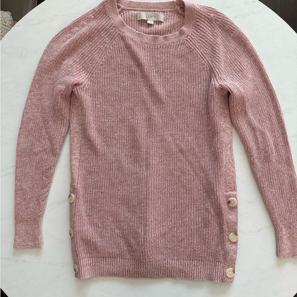 Loft Pink Sweater with Button Detail